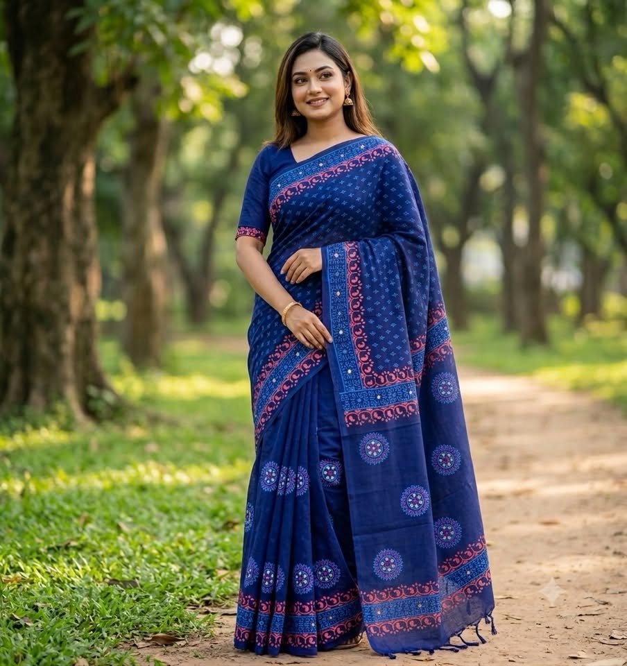 Navy Bloom Saree